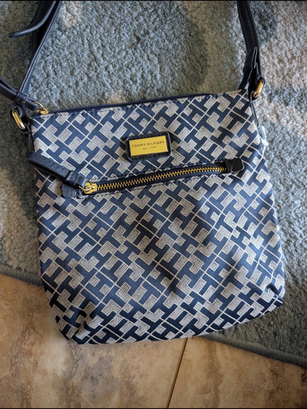 Tommy Hilfiger Navy Monogram Crossbody Bag
